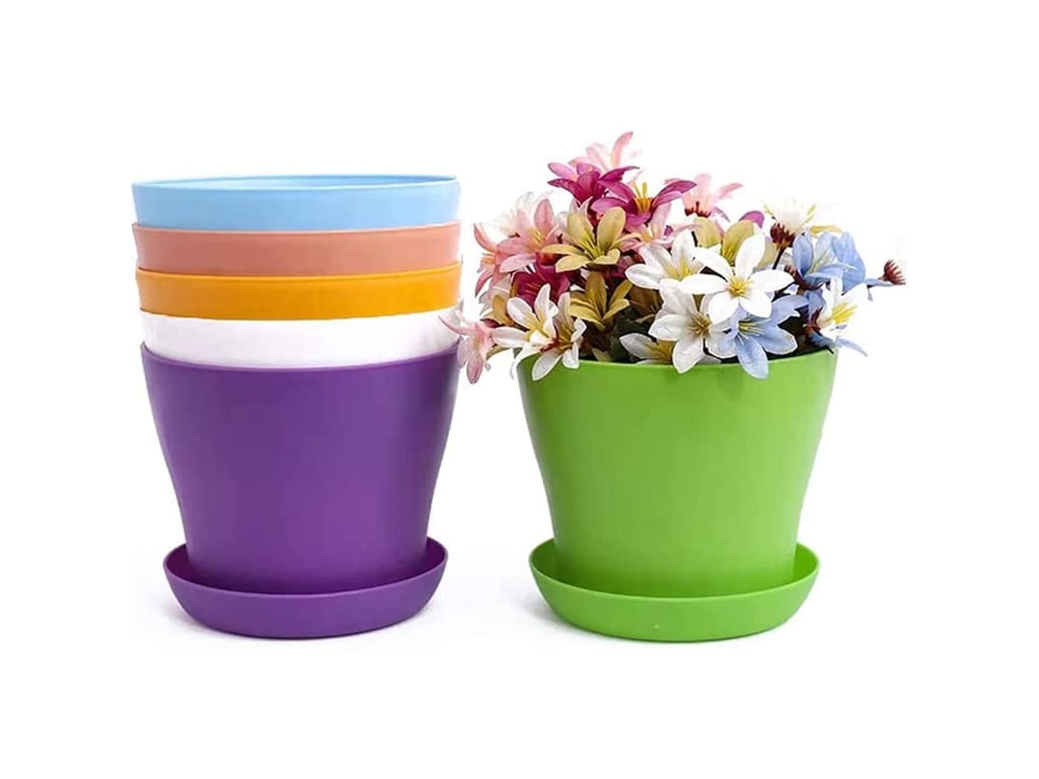 Vaso De Plástico Oversized Com Prato E Gotejador, Vaso Colorido Para Jardinagem E Plantas
