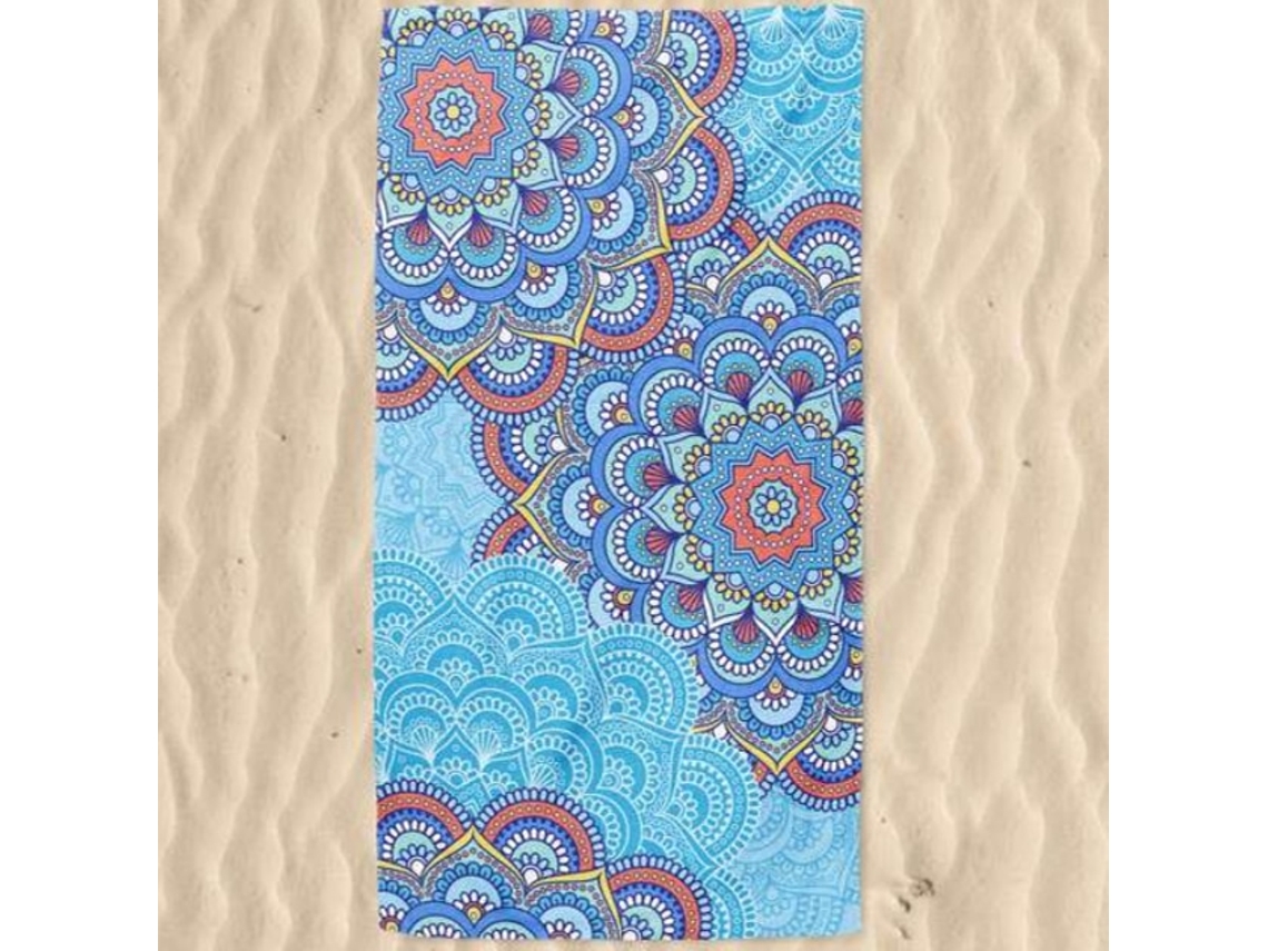 Toalha De Praia Microfibra Mandalas Azuis