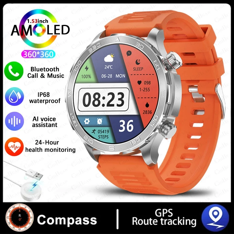 Relógio Inteligente , com Rastreamento Gps, Nfc e Chamadas Bluetooth. MDUG (silicone Laranja)