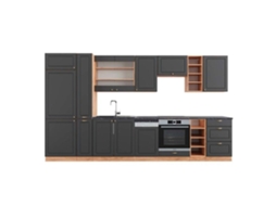 Cozinha Fame-Line, 355 cm, PT Antracite, Country Antracite/Carvalho Dourado, Vicco
