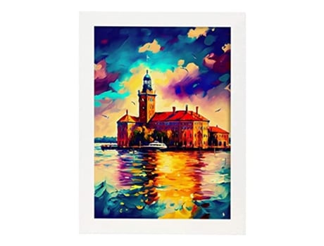 Poster NACNIC De Isla Ellis No Estilo De Tinta A Óleo Ilustrações De Monumentos E Cidades Em Estilo Fotográfico Em Cores A4 Quadros Brancos