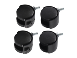 4 x Rodas giratórias de substituição de plástico de nylon preto Slowmoose para móveis e cadeiras de escritório com freio