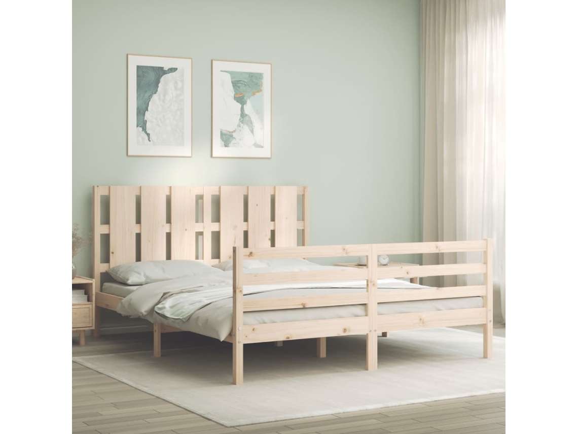 Estrutura De Cama King Size Com Cabeceira Madeira Maciça