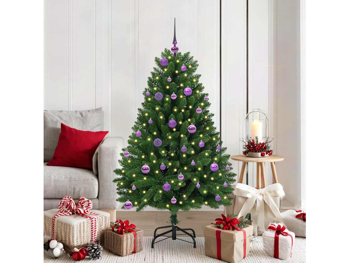Vidaxl Árvore De Natal Artificial 150 Cm 150 Led Branco Quente Verde