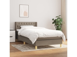 Vidaxl Cama Com Molas/colchão 90x200 Cm Tecido Castanho-acinzentado