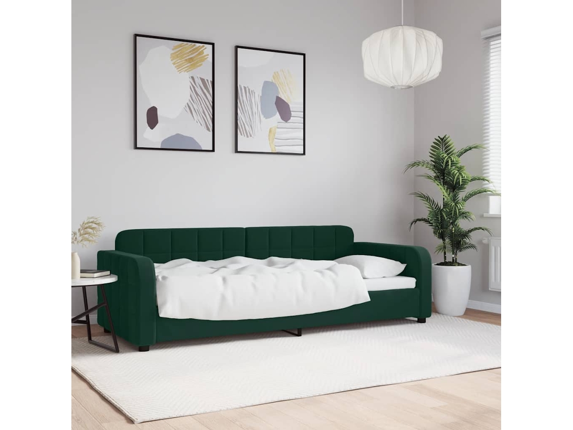Vidaxl Sofá-cama 80x200 Cm Veludo Verde-escuro