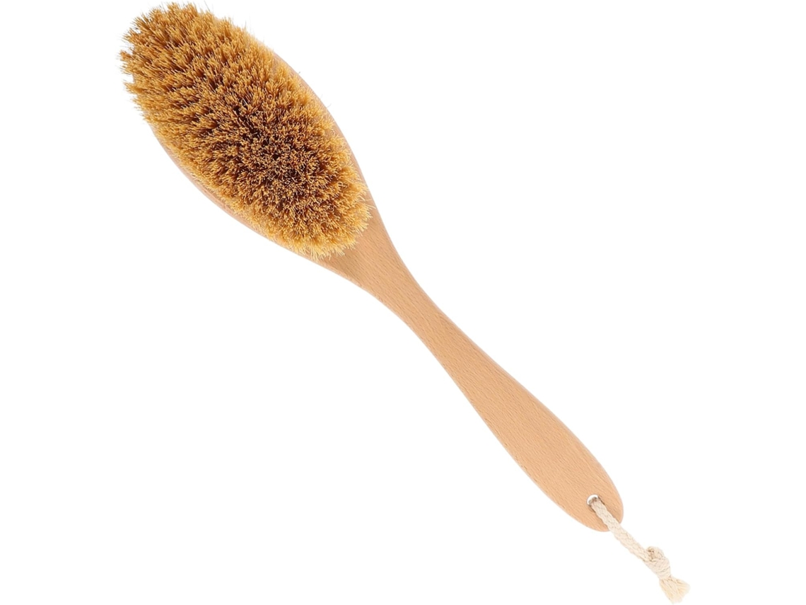 Escova De Banho Com Base Madeira E Cerdas Sisal, Cabo Longo, Cerdas Rígidas, Fácil De Segurar, Para Cuidados Com O Corpo