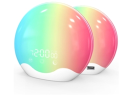 Despertador com Luz Simulada do Nascer Sol, Visor Frontal e Traseiro Duplo, Função de Alarme, Candeeiro Cabeceira Ambiente Relaxante STELASPLEN