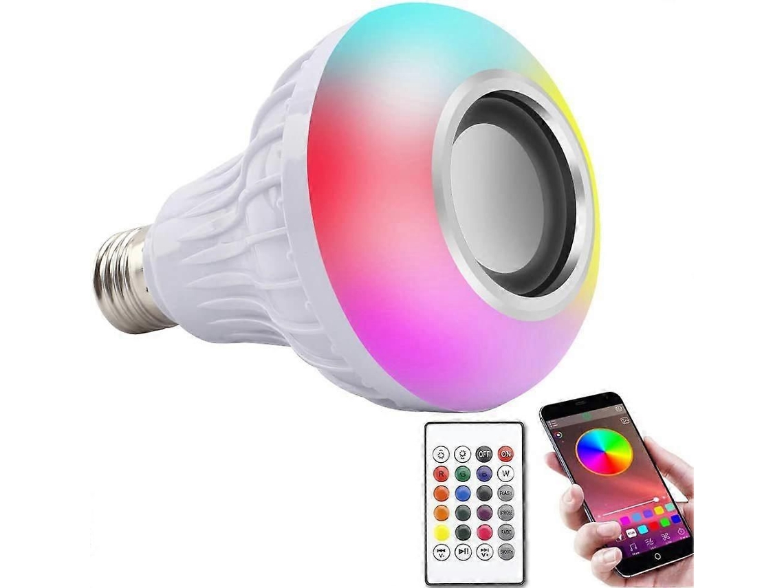 Lâmpada Led Rgb E27 12w Com Controle Remoto E Bluetooth