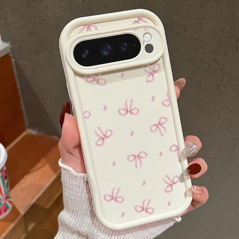 (branco-sujo) Capa De Celular Em Tpu Com Estampa De Laço Rosa Para Google Pixel 7