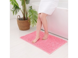 Tapete de Banheiro Anti derrubado Microfibra Lavável Absorvente Rápido 16x24 Polegadas Rosa