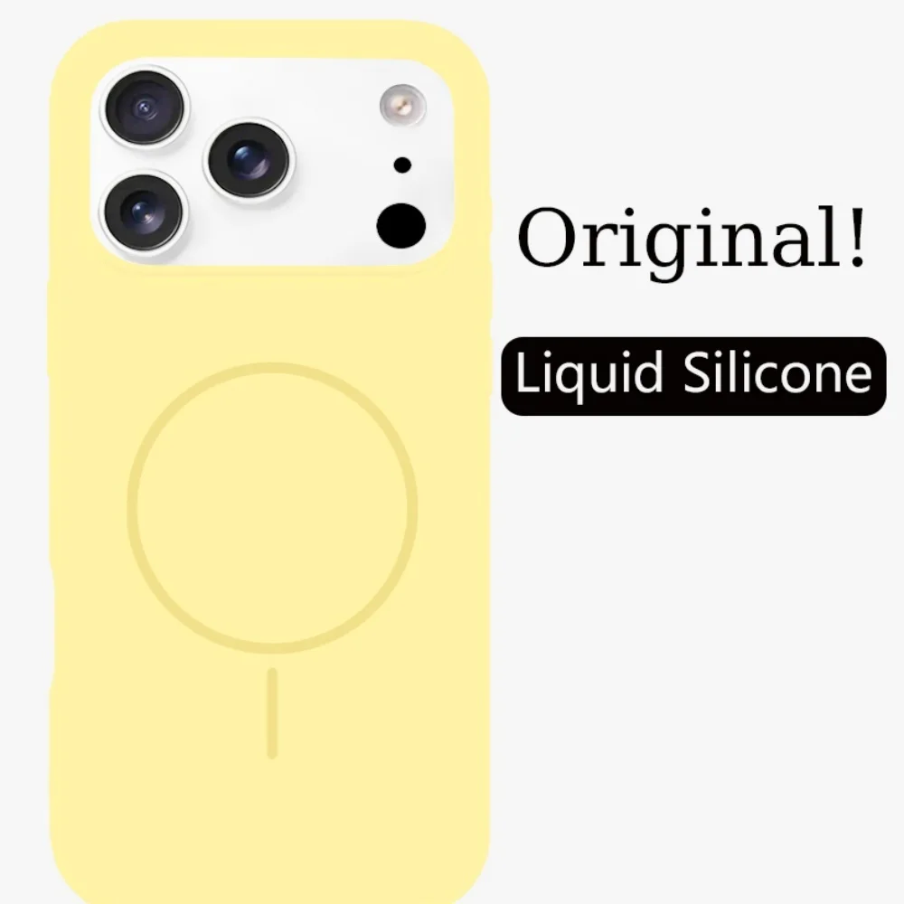 (amarelo, Iphone 14 Plus) Capa Protetora De Silicone Líquido De Alta Qualidade, Macia Ao Toque, Compatível Com Carregamento Sem Fio Magnético.