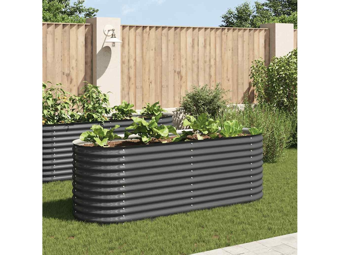 Vidaxl Canteiro Elevado De Jardim Aço Galvanizado 240x80x81cm Cinzento