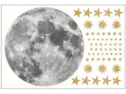 Adesivos de parede de estrela e lua para quarto, sala de estar, parede de fundo, decalques decorativos