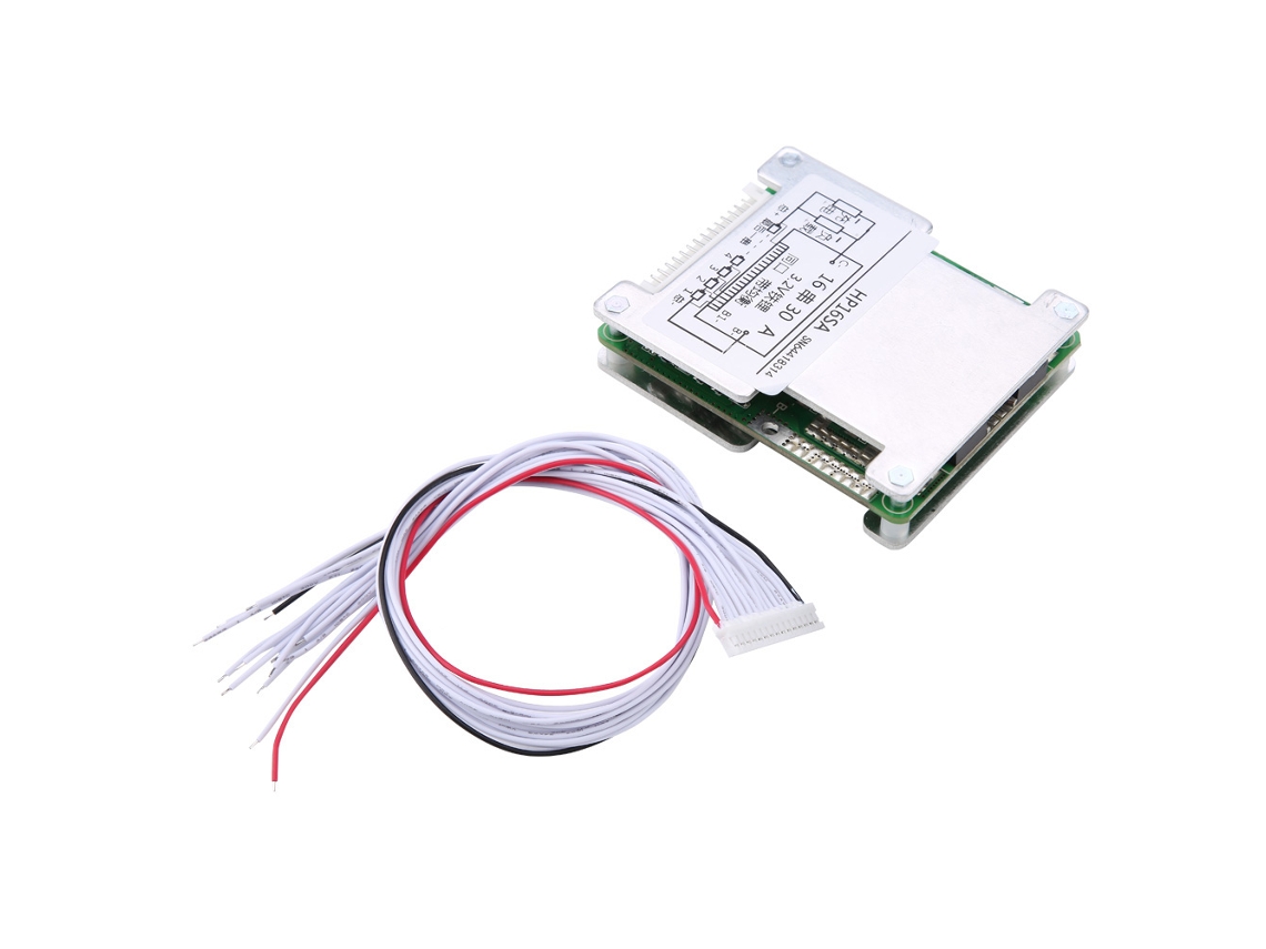 Placa de Proteção e Equilíbrio para Bateria de Lítio 16s 48v/60v com Dissipador de Alumínio (3.2v 30a)