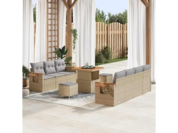 Vidaxl Conjunto De Sofá De Jardim 13 Pcs Bege E Cinza Claro Vime Pe