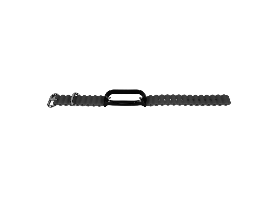 Pulseira de Silicone com Capa Protetora de Aço Inoxidável para Mi Band 7 Preto
