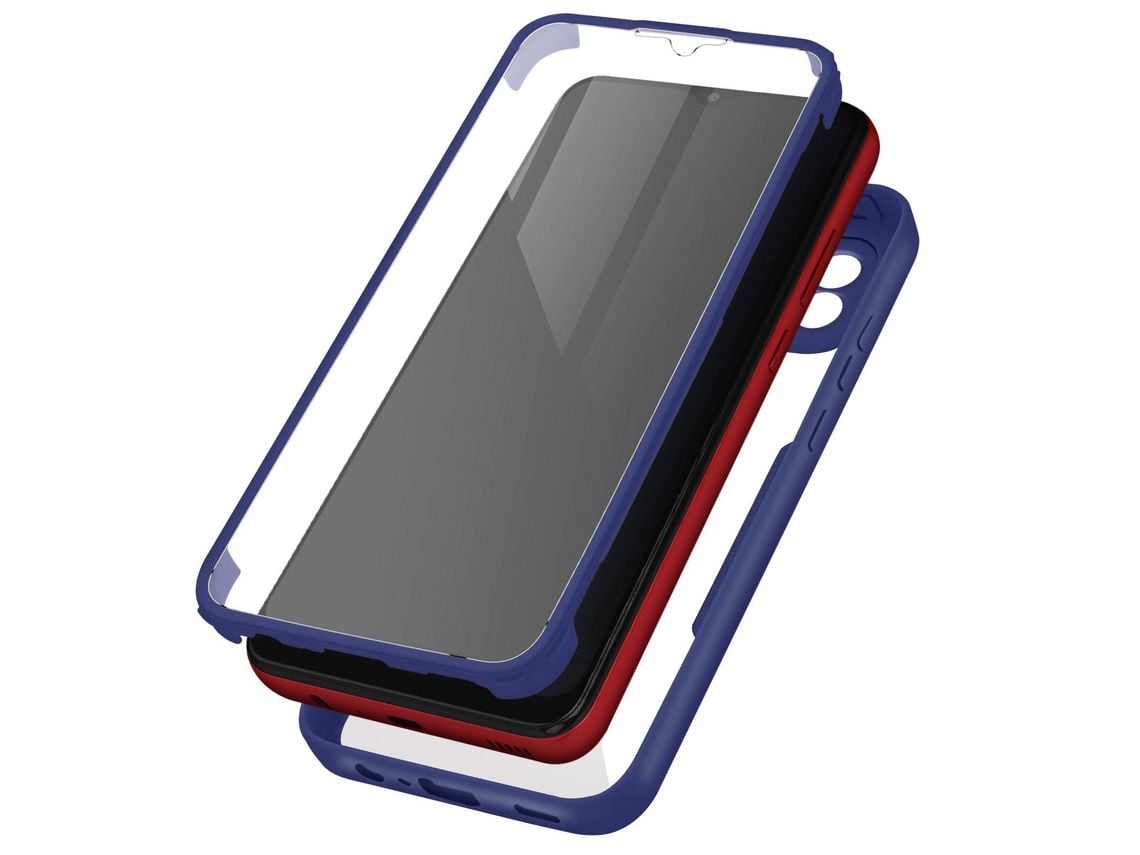 Capa Inteira Galaxy A03 Plexiglas Costas E Polímero Azul Contorno Frontal