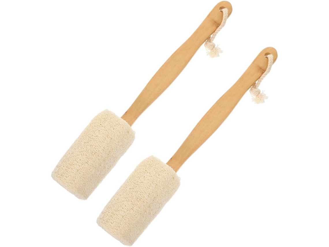 Escova De Banho Corporal Bucha Natural 2 Peças, Acessório Esfoliante E De Limpeza Para Homens Mulheres