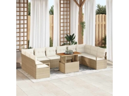 Vidaxl Conjunto De Sofá De Jardim 11 Pcs Bege Rattan Sintético