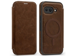 Capa De Couro Para Google Pixel 9a Compatível Com Suporte Para Cartão Magsafe Com Bloqueio Rfid