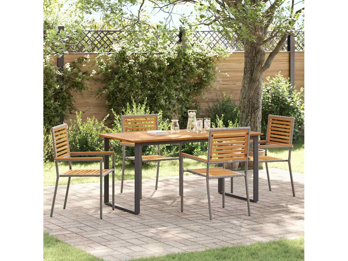 Vidaxl Conjunto de Jantar para Jardim 5 Pcs Cinzeto