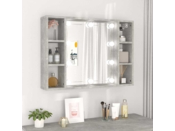 Vidaxl Armário Espelhado Com Led 76x15x55 Cm Cinzento Cimento