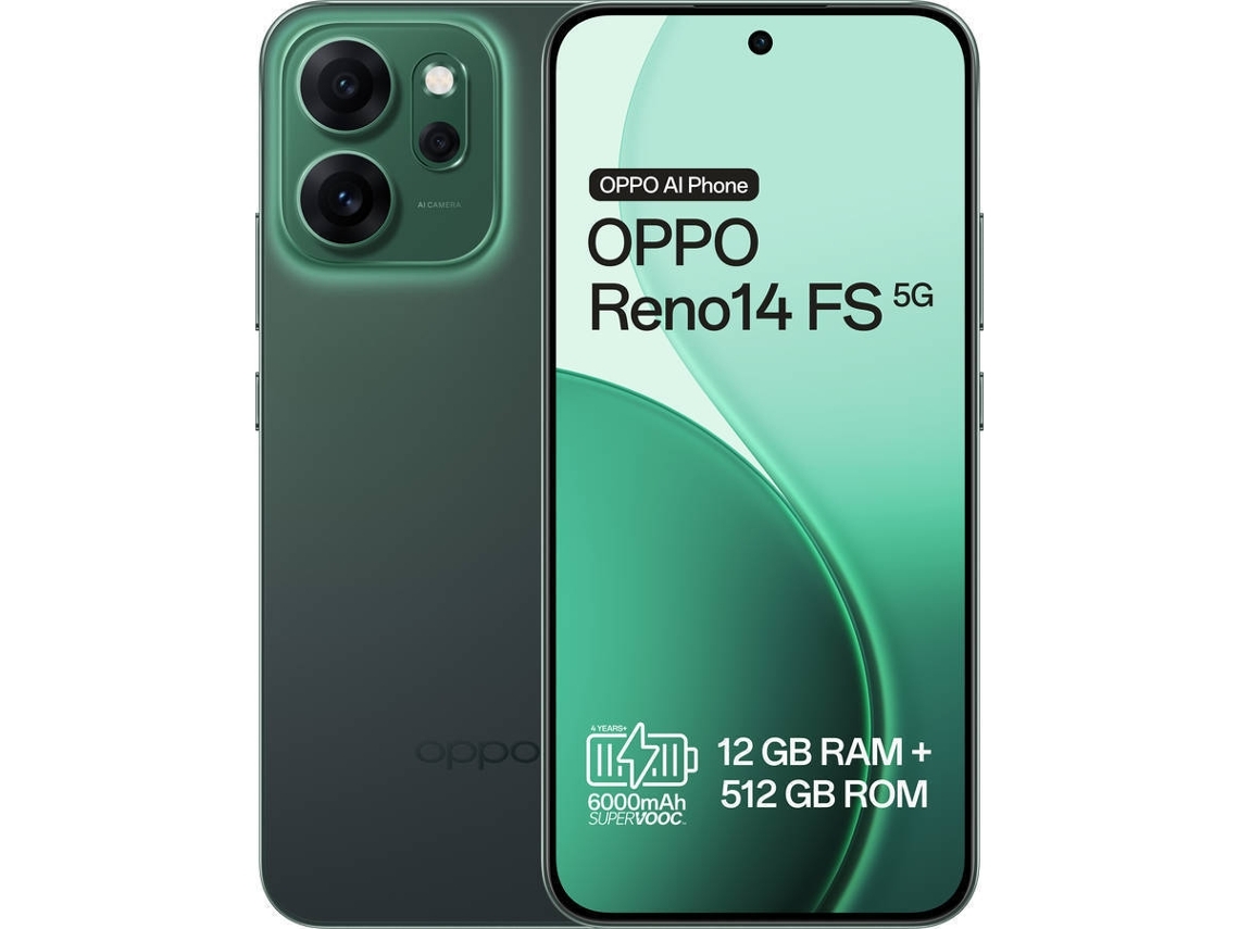 Smartphone OPPO Reno 14 FS (Outlet Caixa Aberta - 6.57'' - 12 GB - 512 GB - Verde Luminoso)