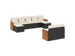 Conjunto de 9 Sofás para Jardim com Almofadões Vime Pe Preto MAISON EXCLUSIVE (9 pcs)