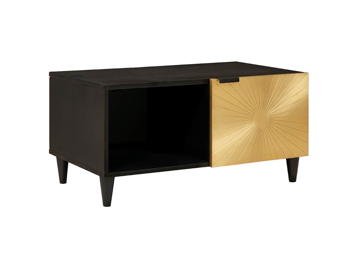 Vidaxl Mesa De Centro Preto E Ouro 80 X 50 X 40 Cm
