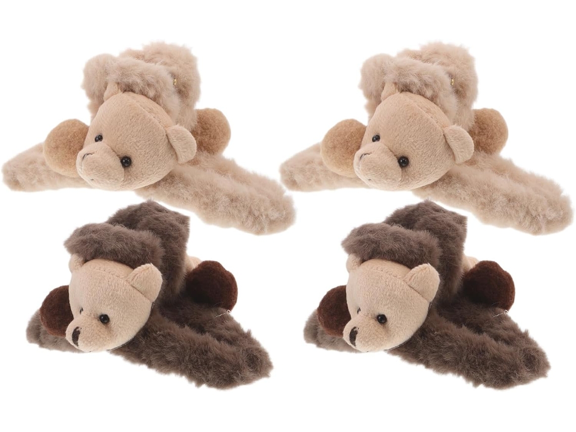 Conjunto de 4 presilhas de cabelo com orelhas Pelúcia Wear para o inverno.
