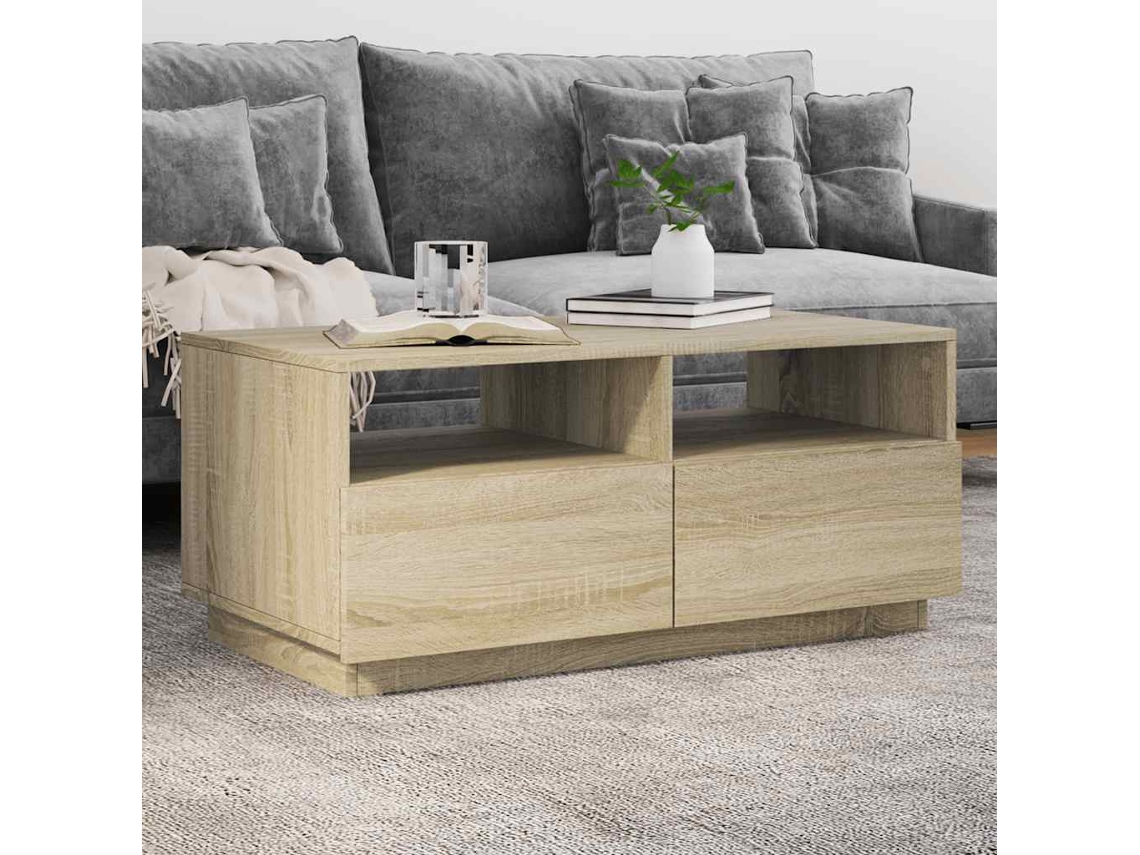 Vidaxl Mesa De Centro Com Luzes Led 90x49x40 Cm Carvalho Sonoma