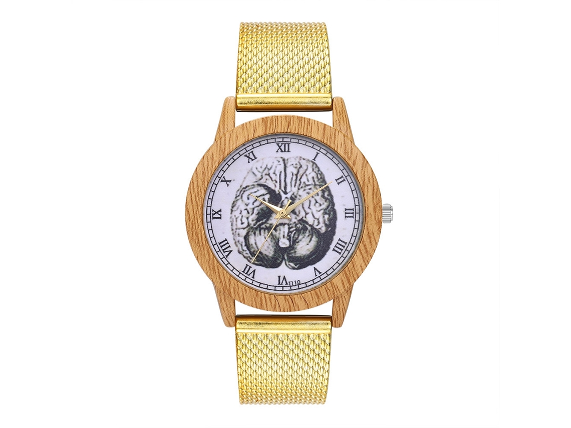 Relógio de quartzo unissex moderno com pulseira de silicone para homens e mulheres (dourado)