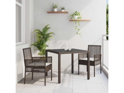 Vidaxl Conjunto De Jantar Para Jardim 3 Unid. Castanho Vime Pe