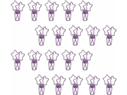20-Ocos Clipes Metálicos em Mesa Formato Estrela e Casa Roxo
