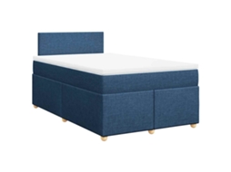 Cama Boxspring com Colchão 120x190 Cm Tecido Azul MAISON EXCLUSIVE