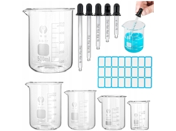 Jogo De Copos Medidores Em Vidro Borossilicato De 5 Peças, Capacidade 25-500 Ml, Transparente