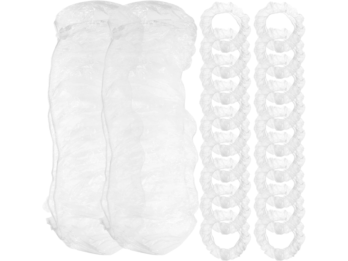 Conjunto de 50 capas protetoras para volante de carro em PVC branco.