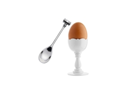 Copo para Ovo Com Colher Branco - Dressed ALESSI