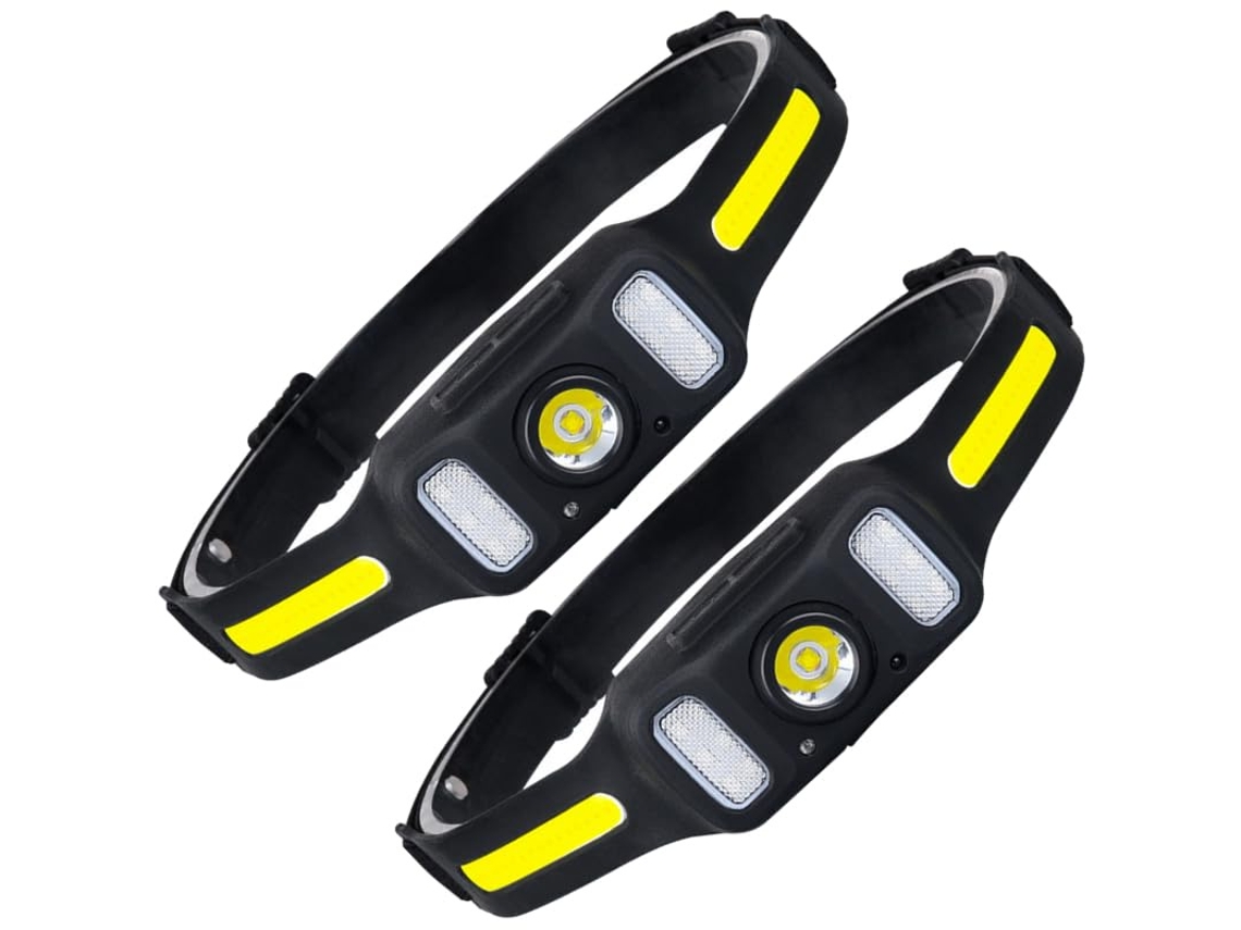 Kit Com 2 Unidades Lanterna De Cabeça Led Com Sensor De Movimento 8 Modos