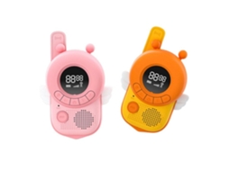 Conjunto de Walkie-Talkie Infantil com LCD Retroiluminado, Modelo Bzz em Tecido. Rosa-água.