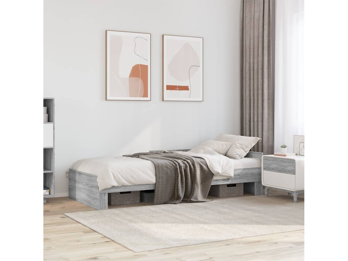 Vidaxl Estrutura Cama 90x190 Cm Derivados De Madeira Cinzento Sonoma