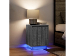 Vidaxl Mesas Cabeceira C/ Luzes Led 2 Pcs 38x34x50 Cm Cinzento-sonoma