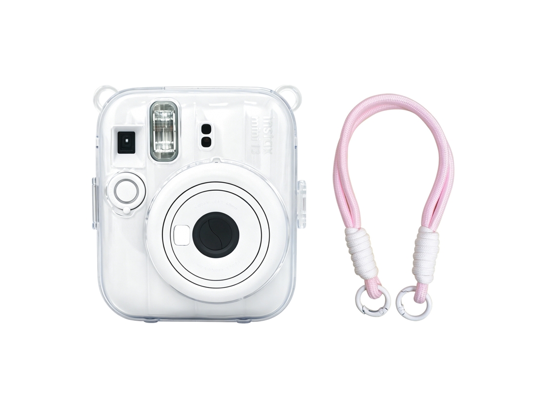 Capa Transparente Para Fujifilm Instax Mini 13 Corda Entrançada Rosa Curta