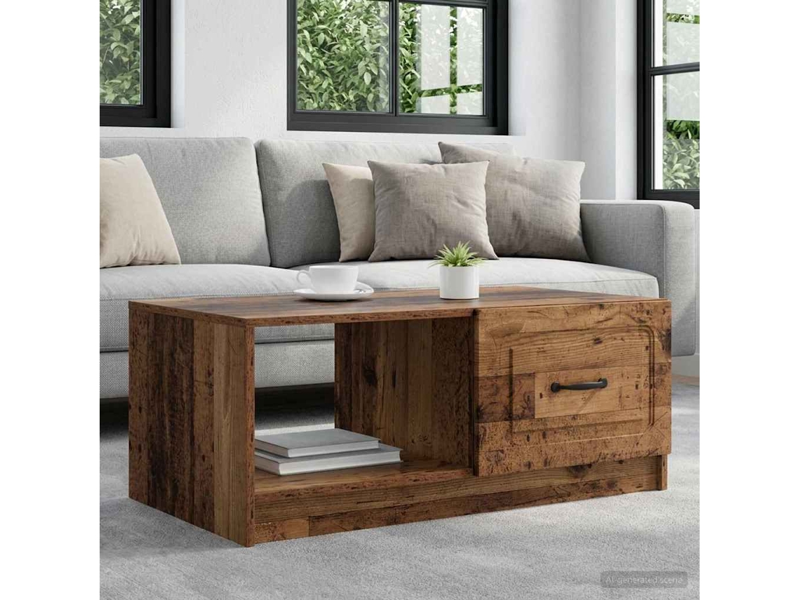 Vidaxl Mesa De Centro Madeira Antiga 90 X 50 X 37 Cm