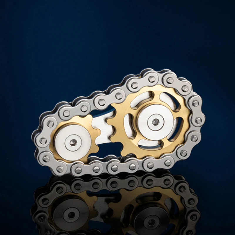 (dourado) Brinquedo Antiestresse Fidget Spinner Com Engrenagem De Corrente Metálica