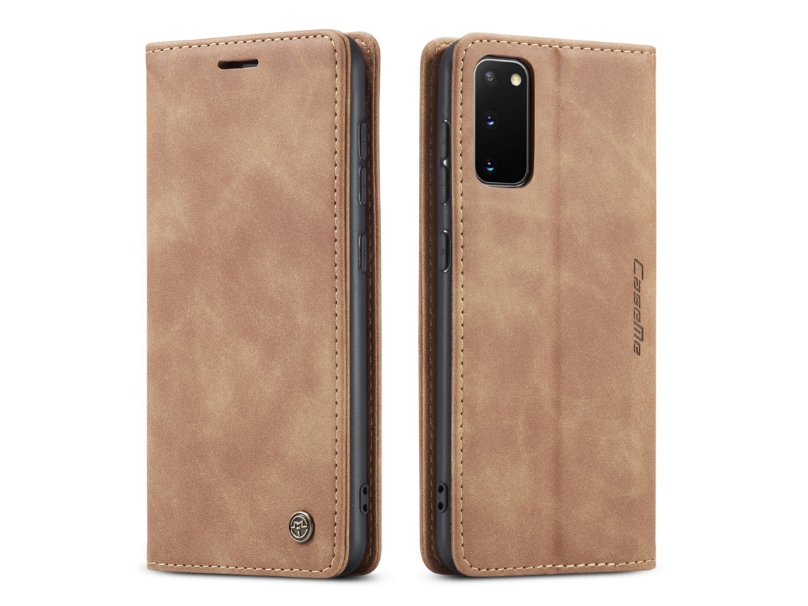 Capa De Couro Retrô Para Celular Com Aba, Protege O Cartão.marrom - Samsung S20