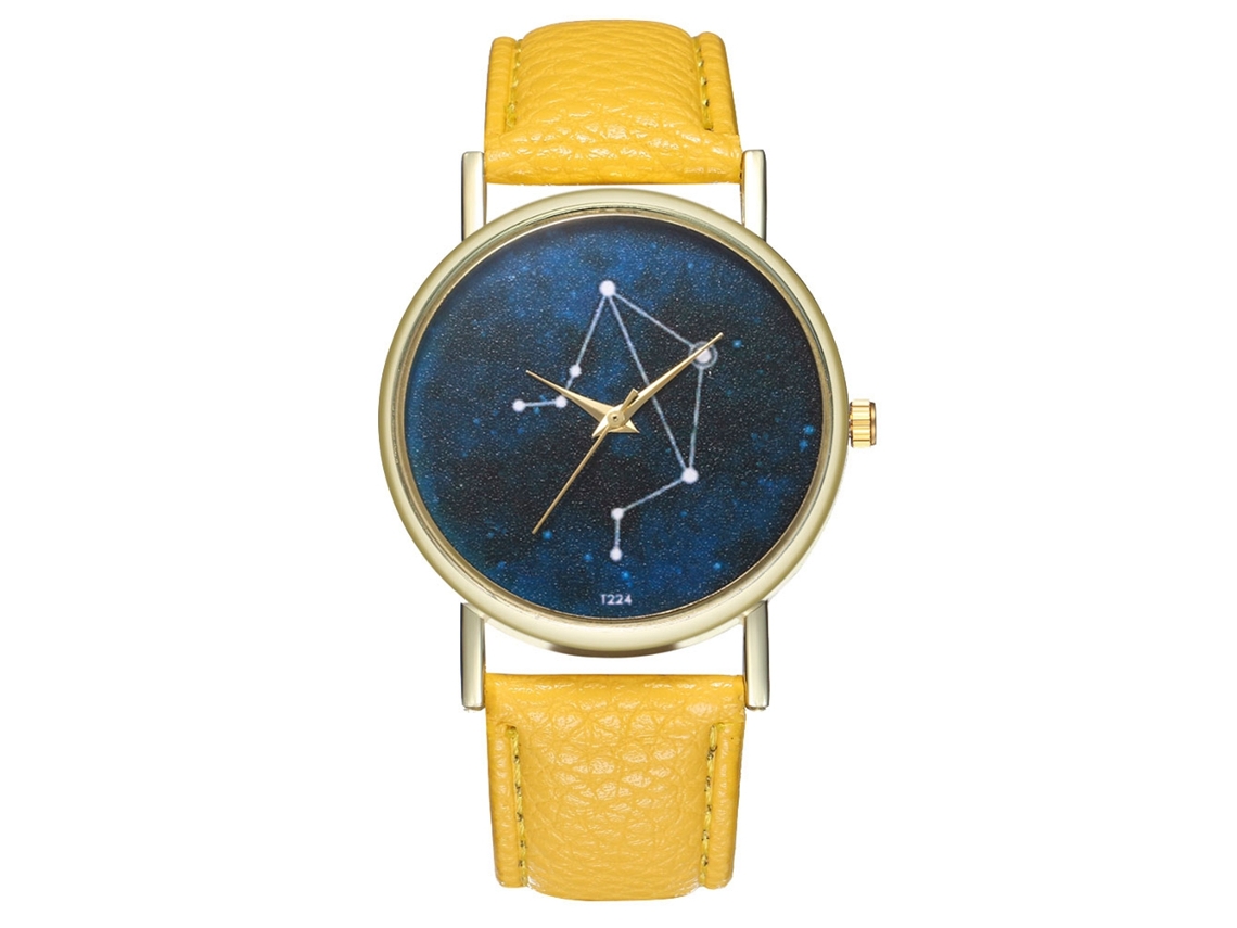 Reloj De Pulsera De Aleación Moda Dial Redondo Analógico Cuarzo (amarillo)
