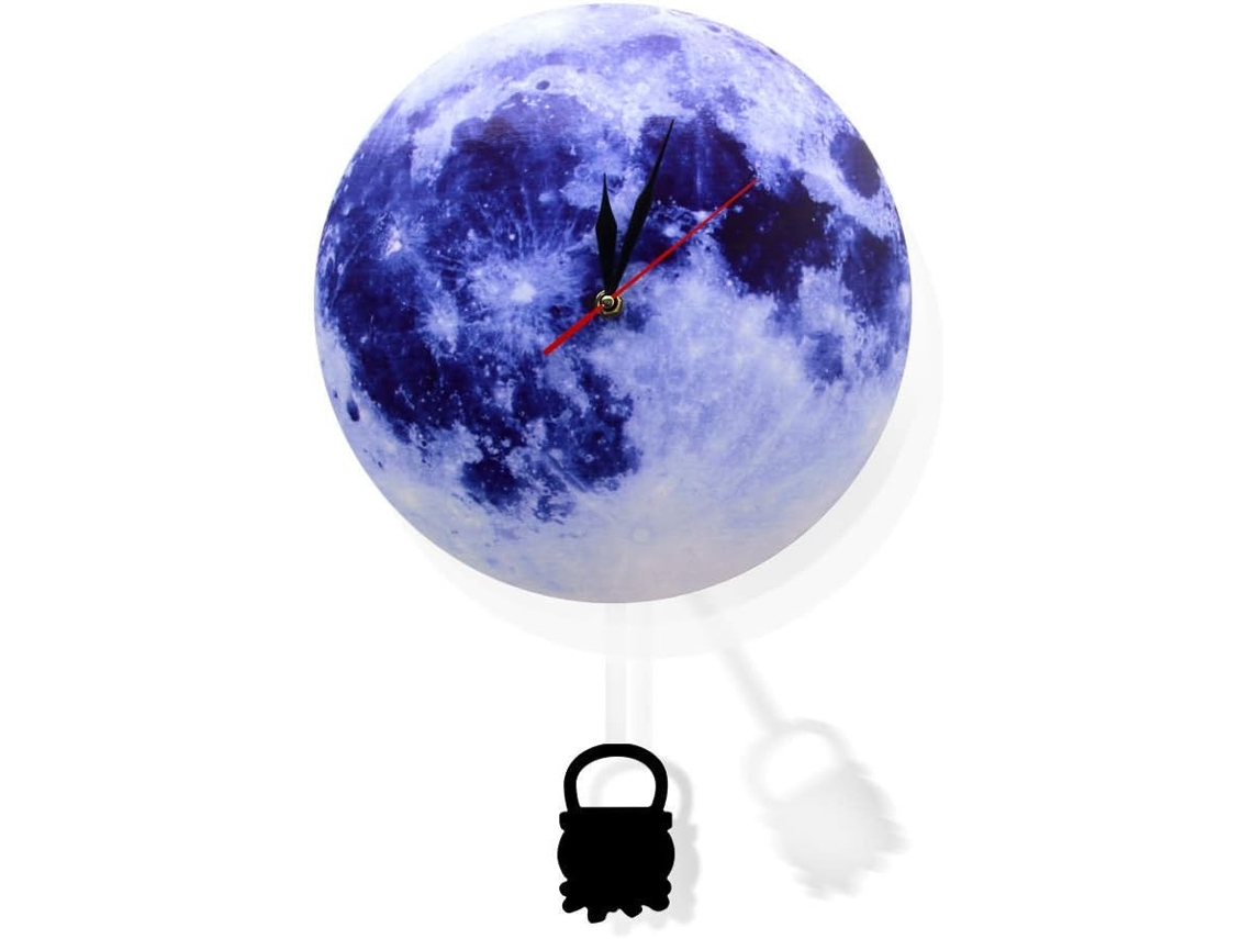 Relógio De Parede Com Design De Lua Da The Geeky Days, Azul, Azul D