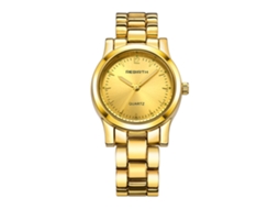 Relógio de Pulso Feminino de Quartzo Impermeável Redondo Moderno Elegante Dourado